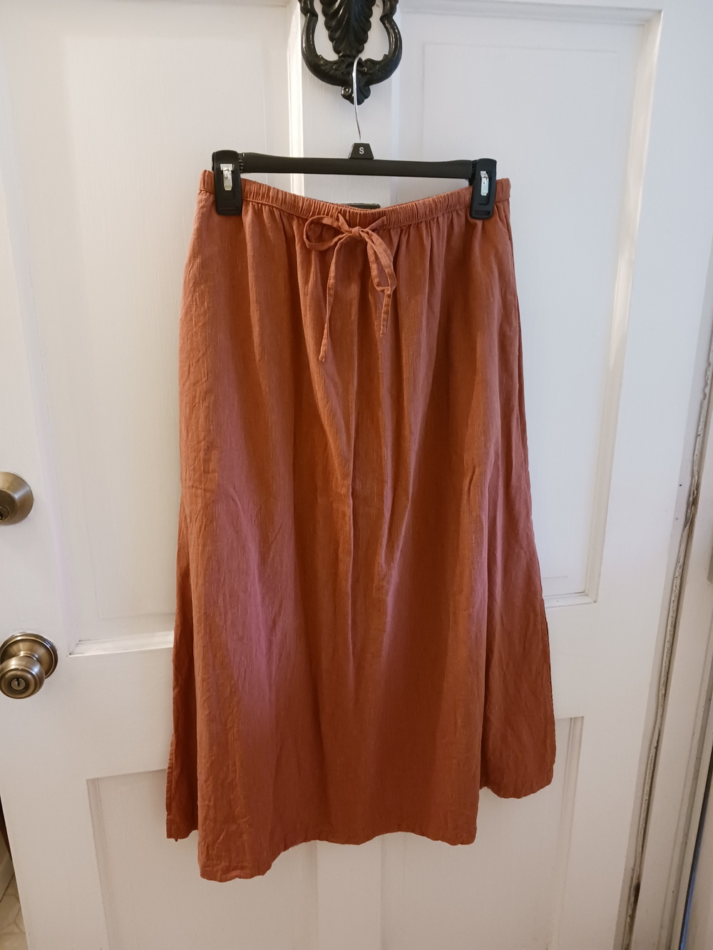 Universal Thread Rust Terra Cotta Drawstring Maxi Skirt Women's Small Side Slit